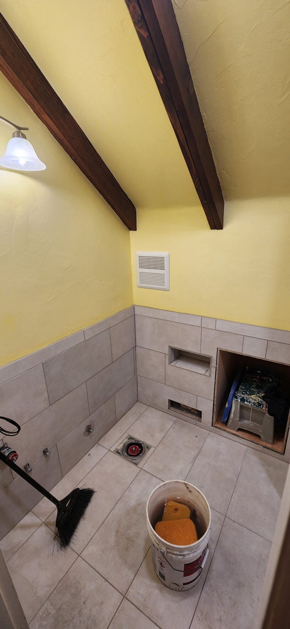 2023 remodel, in progress, open vent and drain, installations underway